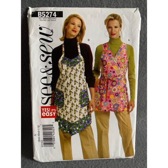 Butterick Misses Aprons Sewing Pattern B5274 sz Sm-Lg- uncut - Picture 8 of 9